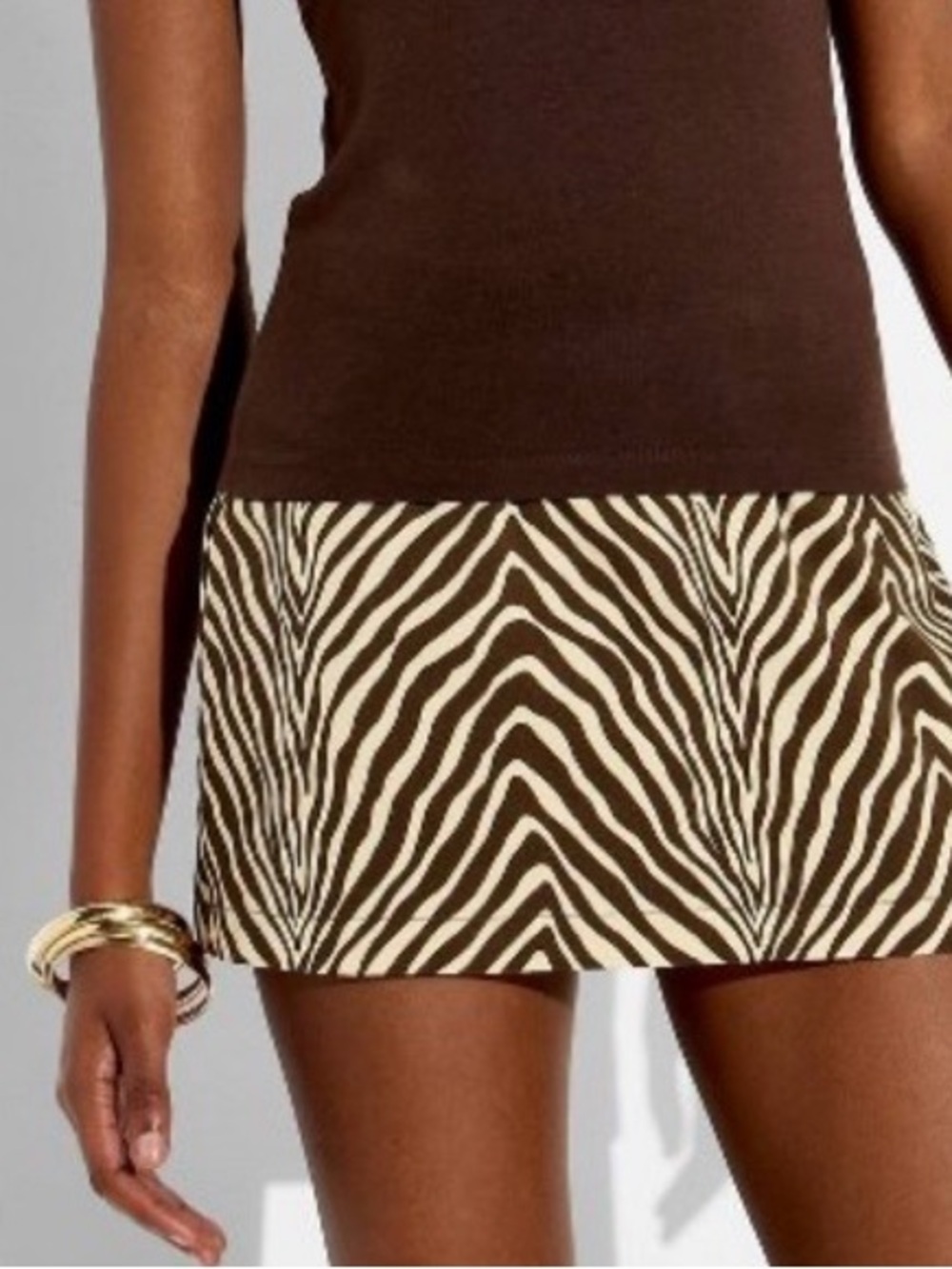 wild fable Zebra-Print Mini Skirt in Cream and Brown